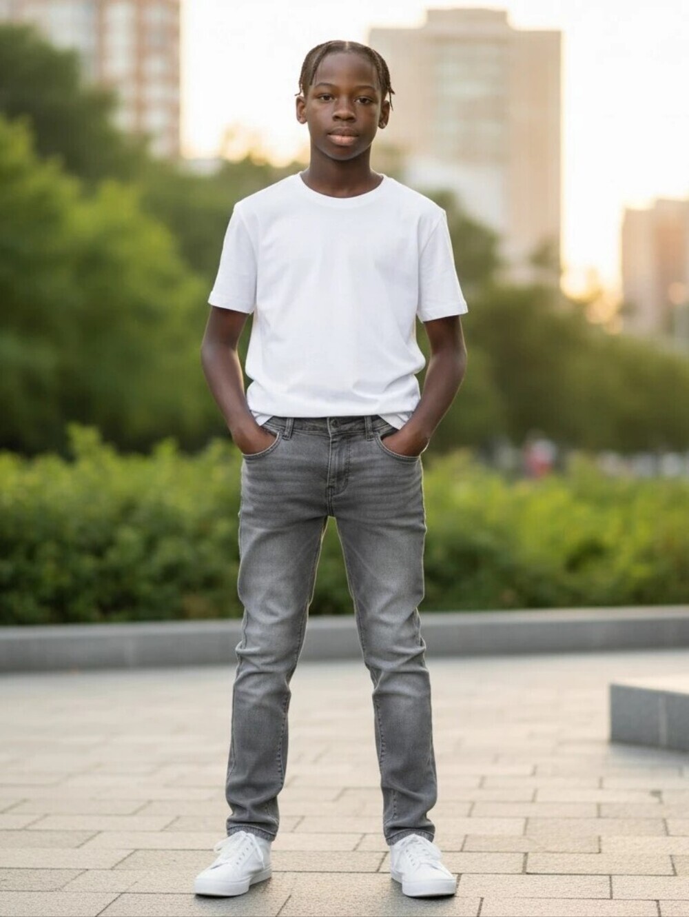 THE CHILDREN'S PLACE Boys (14) Straight Leg Gray Jeans